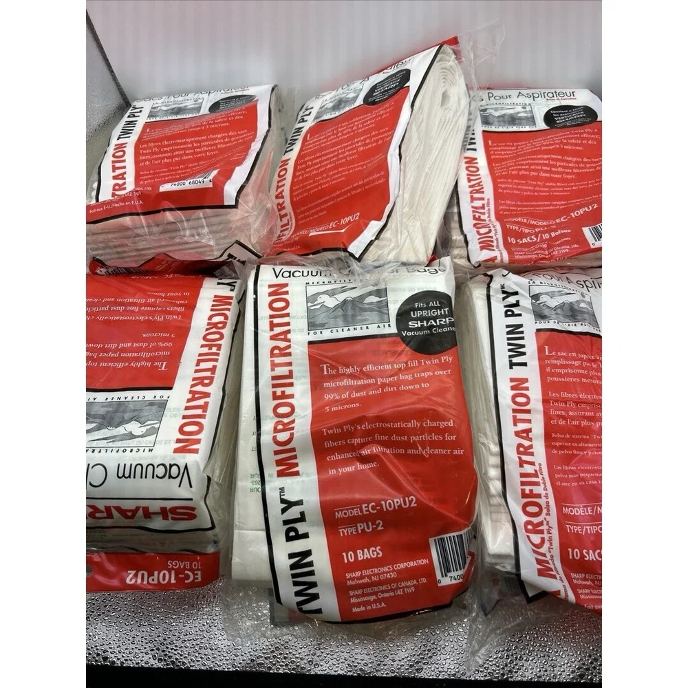 Sharp Vacuum Cleaner Bags  Model EC-10PU2 ‎ Type PU-2 (6 Packs/60Bags